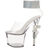 Transparent Rhinestone 18 cm REVOLVER-712 Platform Gun High Heels