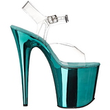 Turquoise 20 cm FLAMINGO-808 Chrome Platform High Heels