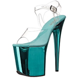 Turquoise 20 cm FLAMINGO-808 Chrome Platform High Heels