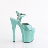 Turquoise 20 cm FLAMINGO-809GP glitter plateau sandalen met hak