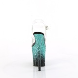 Turquoise 20 cm FLAMINGO glitter plateau sandalen met hak