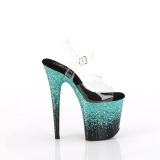 Turquoise 20 cm FLAMINGO glitter plateau sandalen met hak