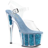 Turquoise glitter 18 cm Pleaser ADORE-708G paaldans schoenen met hoge hakken