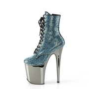 Turquoise strass steentjes 20 cm FLAMINGO-1020CHRS plateau boots hoge hakken