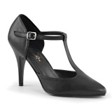 Vegan 10 cm VANITY-415 pleaser t-strap pumps - t-bandje hakken zwart