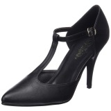 Vegan 10 cm VANITY-415 pleaser t-strap pumps - t-bandje hakken zwart