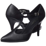 Vegan 10 cm VANITY-415 pleaser t-strap pumps - t-bandje hakken zwart