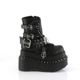 Vegan 11,5 cm BEAR-150 emo wedge plateau boots met gesp