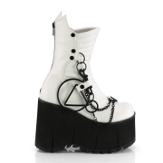 Vegan 11,5 cm KERA-130 demoniacult alternatief boots met plateau wit