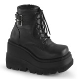 Vegan 11,5 cm SHAKER-52 demoniacult sleehakken boots met plateau zwart