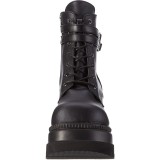 Vegan 11,5 cm SHAKER-52 demoniacult sleehakken boots met plateau zwart