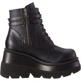 Vegan 11,5 cm SHAKER-52 demoniacult sleehakken boots met plateau zwart