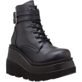 Vegan 11,5 cm SHAKER-52 demoniacult sleehakken boots met plateau zwart