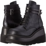 Vegan 11,5 cm SHAKER-52 demoniacult sleehakken boots met plateau zwart