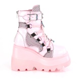 Vegan 11,5 cm SHAKER-602 lolita enkellaarzen wedges sleehakken