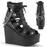 Vegan 12,5 cm POISON-95 sleehakken ankle booties met wedge plateau