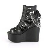 Vegan 12,5 cm POISON-95 sleehakken ankle booties met wedge plateau
