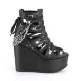Vegan 12,5 cm POISON-95 sleehakken ankle booties met wedge plateau