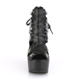 Vegan 12,5 cm POISON-95 sleehakken ankle booties met wedge plateau