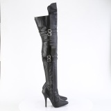 Vegan 13 cm SEDUCE-3080 thigh high boots for mens and drag queens in black