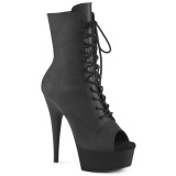 Vegan 15 cm DELIGHT-1021 open teen platform boots met hak zwart