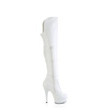 Vegan 15 cm DELIGHT-3018 high heeled thigh high boots with buckles white