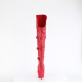 Vegan 15 cm DELIGHT-3018 rode overknee laarzen high heels met gesp