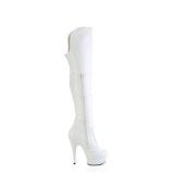 Vegan 15 cm DELIGHT-3018 witte overknee laarzen high heels met gesp