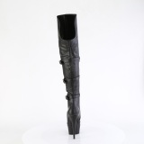 Vegan 15 cm DELIGHT-3018 zwarte overknee laarzen high heels met gesp