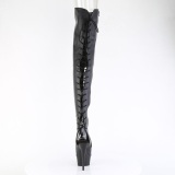 Vegan 15 cm DELIGHT-4019 high heeled thigh high boots open toe with lace up