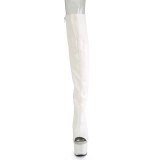 Vegan 18 cm ADORE-3019 white high heeled thigh high boots open toe with lace up
