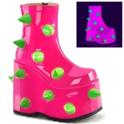 Vegan 18 cm SLAY-77 demoniacult alternatief boots met plateau neon