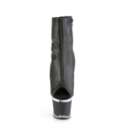 Vegan 18 cm SPECTATOR-1012 open teen platform boots met hak zwart