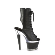 Vegan 18 cm SPECTATOR-1016 open teen platform boots met hak zwart