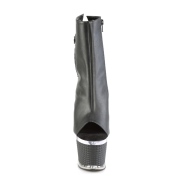 Vegan 18 cm SPECTATOR-1018 open teen platform boots met hak zwart