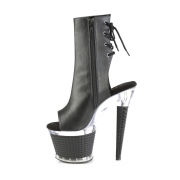 Vegan 18 cm SPECTATOR-1018 open teen platform boots met hak zwart