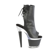 Vegan 18 cm SPECTATOR-1018 open teen platform boots met hak zwart