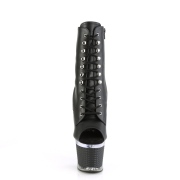 Vegan 18 cm SPECTATOR-1021 Exotic platform peep toe ankle boots black
