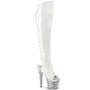 Vegan 18 cm SPECTATOR-3019 Witte overknee laarzen met hakken