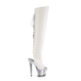 Vegan 18 cm SPECTATOR-3019 Witte overknee laarzen met hakken