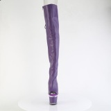 Vegan 18 cm SPECTATOR-3030 Purple high heeled thigh high boots open toe with lace up