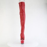 Vegan 18 cm SPECTATOR-3030 red high heeled thigh high boots open toe with lace up