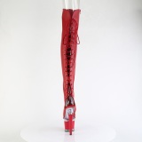 Vegan 18 cm SPECTATOR-3030 red high heeled thigh high boots open toe with lace up