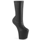 Vegan 20 cm CRAZE-1000 Heelless plateau pony ankle boots zwarte