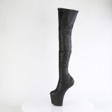 Vegan 20 cm CRAZE-3000 Heelless platform overknee boots pony heels black