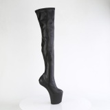 Vegan 20 cm CRAZE-3000 Heelless platform overknee boots pony heels black