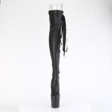 Vegan 20 cm CRAZE-3050 Heelless platform overknee boots pony heels black