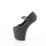 Vegan 20 cm CRAZE-880 Heelless plateau pony pumps zwarte