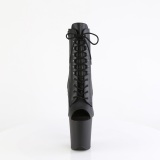 Vegan 20 cm FLAMINGO-1021 open teen platform boots met hak zwart