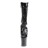 Vegan 20 cm FLAMINGO-1051 Exotic platform peep toe boots black